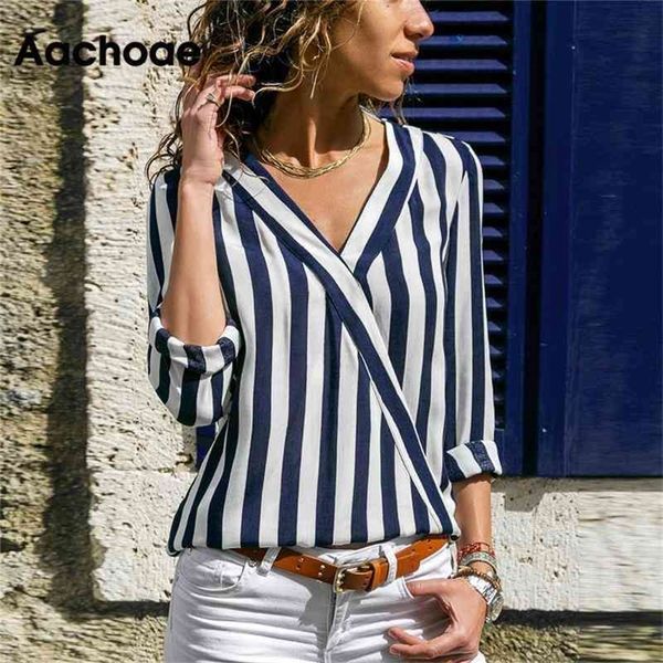 aachoae women striped blouse shirt long sleeve v-neck shirts casual blouse et chemisier femme blusas mujer de moda 210326, White
aachoae women striped blouse shirt long sleeve v-neck shirts casual blouse et chemisier femme blusas mujer de moda 210326, White