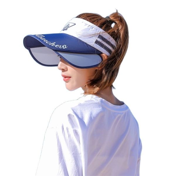 sports female summer outdoor sun hat stretchable empty sun visor hats uv hat large brim sun hat 220507, Blue;gray
sports female summer outdoor sun hat stretchable empty sun visor hats uv hat large brim sun hat 220507, Blue;gray