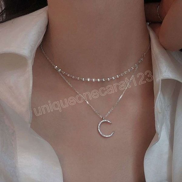 fashion necklace simple double layer pendant moon clavicle chain exquisite jewelry for women gift 2022 accessories, Silver
fashion necklace simple double layer pendant moon clavicle chain exquisite jewelry for women gift 2022 accessories, Silver
