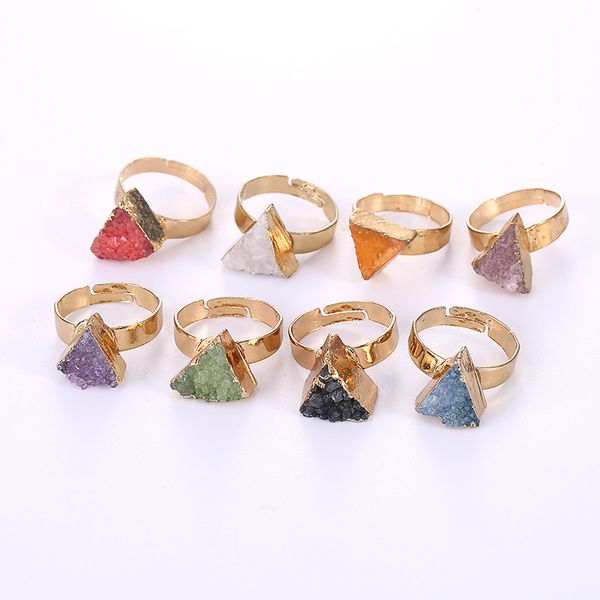 colorful natural crystal druzy stone adjustable band rings for women girl party club gold plated jewelry accessories, Golden;silver
colorful natural crystal druzy stone adjustable band rings for women girl party club gold plated jewelry accessories, Golden;silver