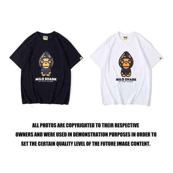 short summer sleeve blue shark hat little monkey t-shirt printed men's and women's casual short sleeve fashion, White;black
short summer sleeve blue shark hat little monkey t-shirt printed men's and women's casual short sleeve fashion, White;black