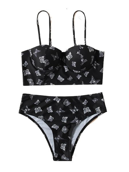 romwe goth butterfly print push up high waisted bikini swimsuit e9dw#, White;black
romwe goth butterfly print push up high waisted bikini swimsuit e9dw#, White;black