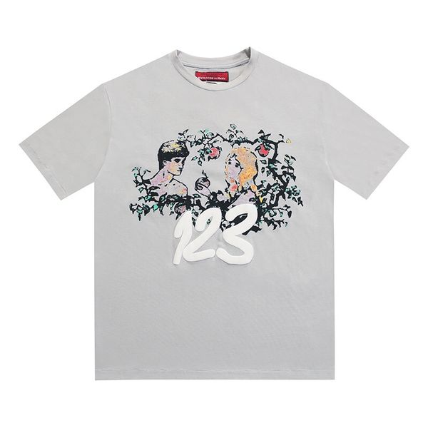 new short sleeve high street foam printing washed men's women's loose fashion t-shirt, White;black
new short sleeve high street foam printing washed men's women's loose fashion t-shirt, White;black