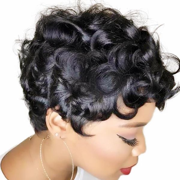 human hair short curly wigs for black women full machine made lace brazilian pixie cut curl wave indian new wig, Black;brown
human hair short curly wigs for black women full machine made lace brazilian pixie cut curl wave indian new wig, Black;brown