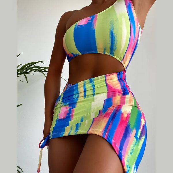 colorful asymmetrical two-piece swimsuit color print one shoulder bikini high waist cut hollow swimwear biquini summer bathing suit, White;black
colorful asymmetrical two-piece swimsuit color print one shoulder bikini high waist cut hollow swimwear biquini summer bathing suit, White;black