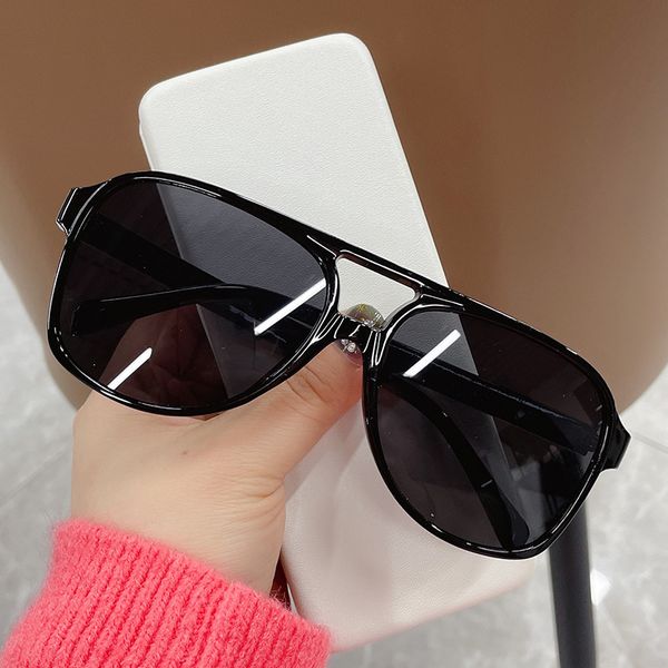 

polarized light sunglasses hot womens fashion PC tan lenses black alloy frame ocean film personality simple shake Ornamental leopard ultra thin net red INS