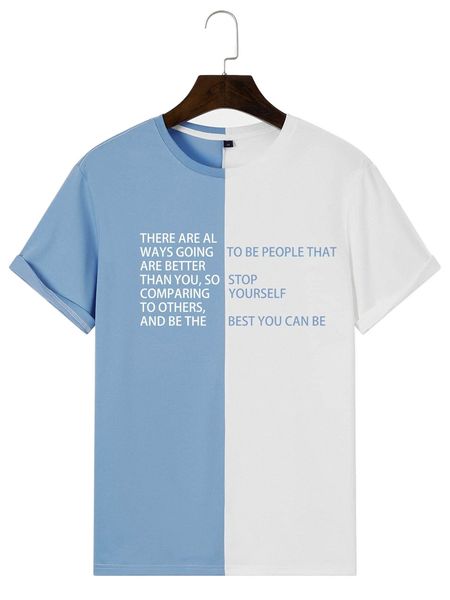 men slogan graphic colorblock tee x2dc#, White;black 
men slogan graphic colorblock tee x2dc#, White;black