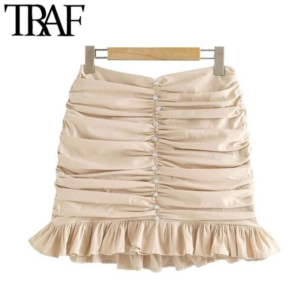 traf women chic fashion appliques ruffled pleated mini skirt vintage high waist back zipper female skirts mujer 210325, Black
traf women chic fashion appliques ruffled pleated mini skirt vintage high waist back zipper female skirts mujer 210325, Black