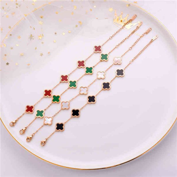 net red new bracelet female fritillaria multiflora good luck four leaf clover titanium steel bracelet, Black
net red new bracelet female fritillaria multiflora good luck four leaf clover titanium steel bracelet, Black