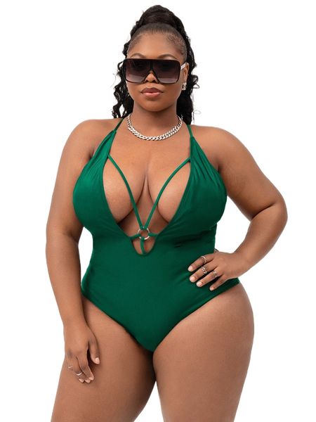 plus ring linked harness cross plunging one piece swimsuit f78j#, White;black
plus ring linked harness cross plunging one piece swimsuit f78j#, White;black