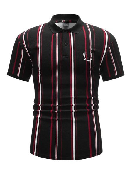 men striped antlers embroidery polo shirt k4mu#, White;black
men striped antlers embroidery polo shirt k4mu#, White;black