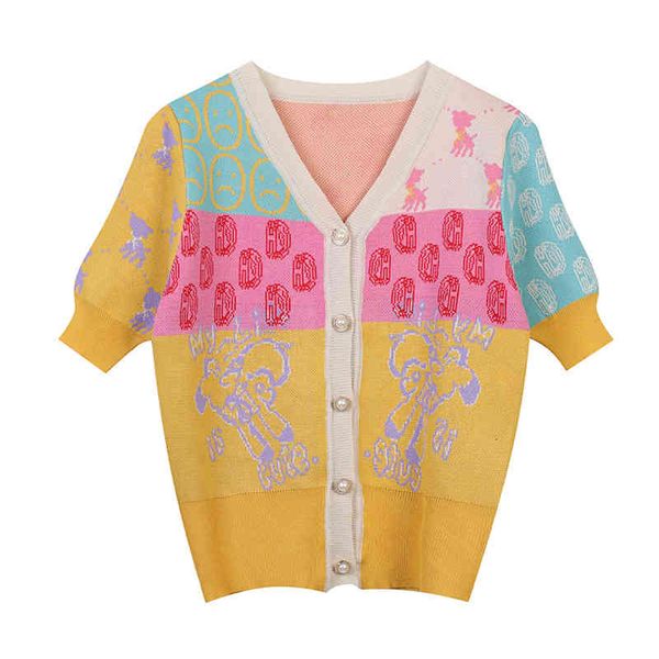 women's sweaters knitted cardigan 2022 summer color contrast letter cartoon geometric jacquard temperament casual short sleeved ub0a, White;black
women's sweaters knitted cardigan 2022 summer color contrast letter cartoon geometric jacquard temperament casual short sleeved ub0a, White;black