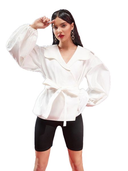 x bea araza lantern sleeve statement collar belted coat c1lg#, Black 
x bea araza lantern sleeve statement collar belted coat c1lg#, Black