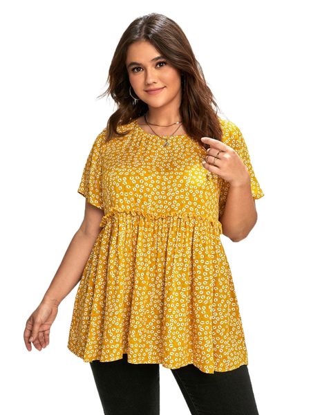 plus ditsy floral frill trim blouse n6j3#, Black
plus ditsy floral frill trim blouse n6j3#, Black