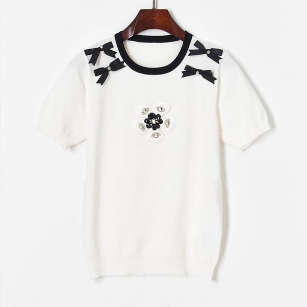 luxury black and white contrast color t-shirt women 2022 summer nail drill three-dimensional flower bow short sleeve knitted t shirts w200
luxury black and white contrast color t-shirt women 2022 summer nail drill three-dimensional flower bow short sleeve knitted t shirts w200