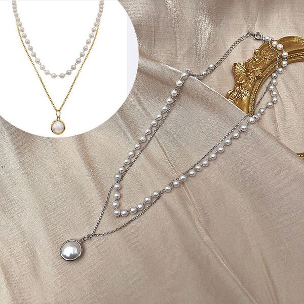 pendant necklaces super beautiful pearl double necklace luxury 2022 fashion women's party gift jewelry, Silver
pendant necklaces super beautiful pearl double necklace luxury 2022 fashion women's party gift jewelry, Silver