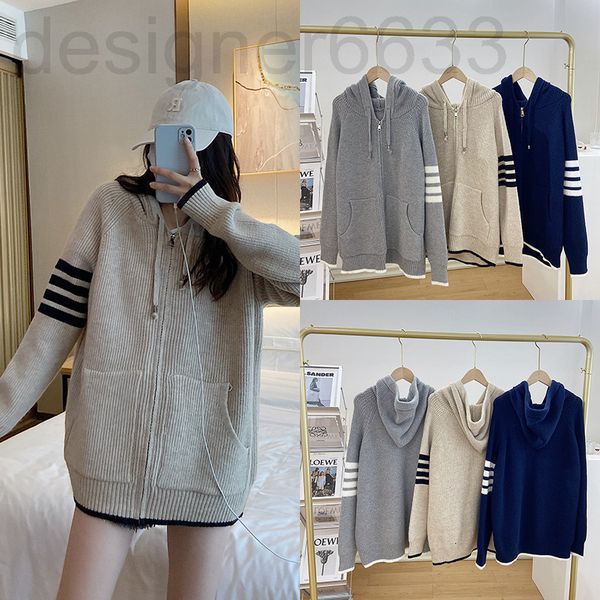 women's knits & tees designer grey tb zipper coat hooded sweater couple cardigan women's four bar korean loose fashion spring and, White
women's knits & tees designer grey tb zipper coat hooded sweater couple cardigan women's four bar korean loose fashion spring and, White