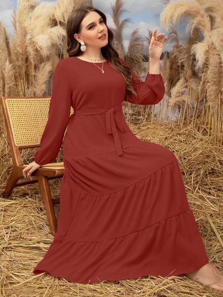 plus bishop sleeve ruffle hem belted dress y0fk#, Black
plus bishop sleeve ruffle hem belted dress y0fk#, Black