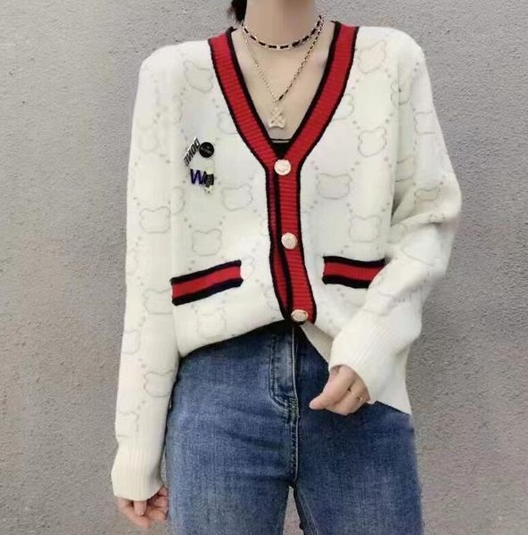 women's print new knitted sweater jacket korean fashion chic long sleeve luxury cardigan coat spring autumn elegant clothes, White;black
women's print new knitted sweater jacket korean fashion chic long sleeve luxury cardigan coat spring autumn elegant clothes, White;black