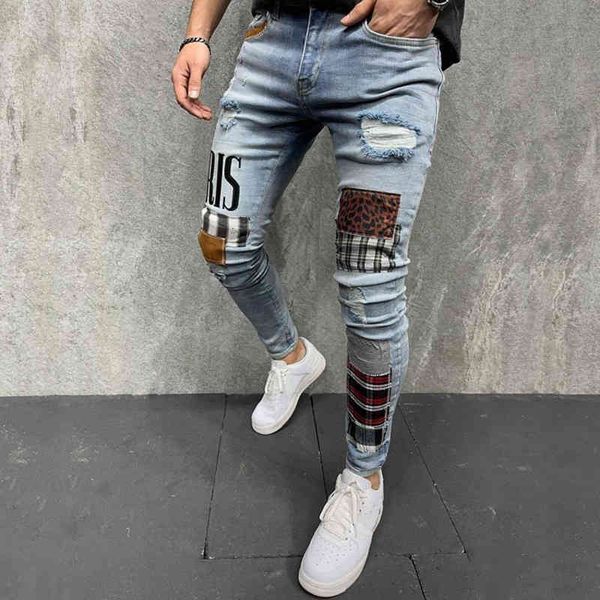 men's jeans men's jeans youth korean version pierced slim fit printed casual leggings r55f, Blue
men's jeans men's jeans youth korean version pierced slim fit printed casual leggings r55f, Blue