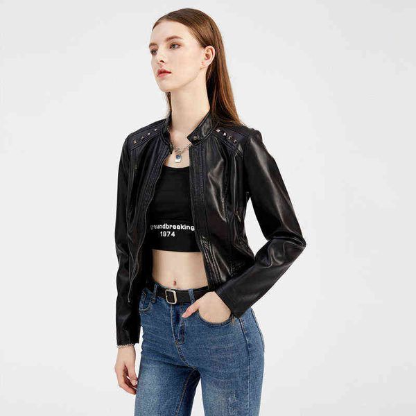 autumn women leather jacket slim stand-up collar overcoat fashion rivet design zipper windbreaker coat women's jacket 2022 wf276 l22072, Black
autumn women leather jacket slim stand-up collar overcoat fashion rivet design zipper windbreaker coat women's jacket 2022 wf276 l22072, Black