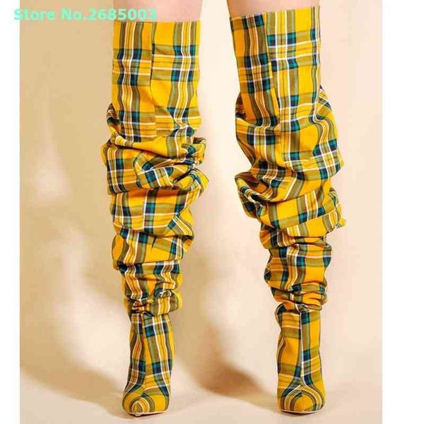 mixed colors plaid boots pointed toe thin high heels over the knee side zipper women fashion spring autume long boots party 220514, Black
mixed colors plaid boots pointed toe thin high heels over the knee side zipper women fashion spring autume long boots party 220514, Black