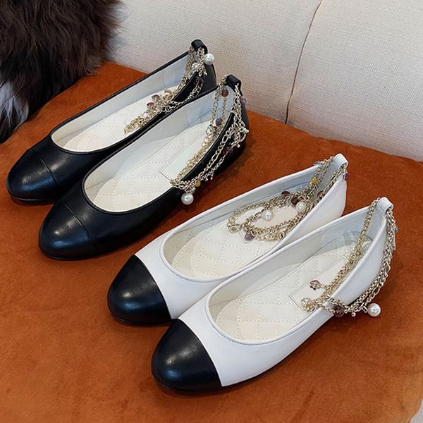 chain ballet flats classic casual shoe genuine leather womens shoes round toe spliced nude flat italian cowhide outsole dress sandals fashio, Black
chain ballet flats classic casual shoe genuine leather womens shoes round toe spliced nude flat italian cowhide outsole dress sandals fashio, Black