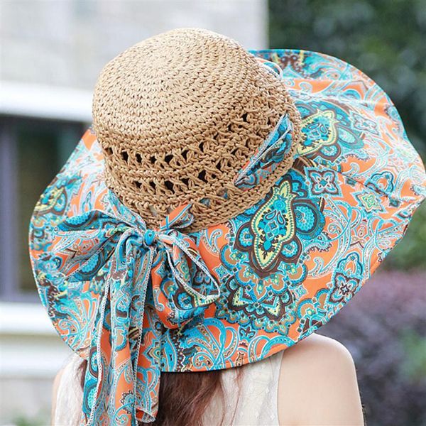 wide brim hats korean female models beach large eaves straw hat spring and summer exquisite flowers sun shade uv protection handma242z, Blue;gray 
wide brim hats korean female models beach large eaves straw hat spring and summer exquisite flowers sun shade uv protection handma242z, Blue;gray