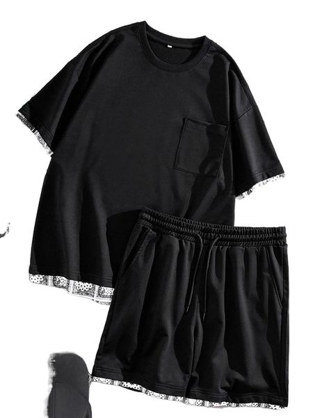 men paisley print pocket patched tee & shorts b3f3#, Gray
men paisley print pocket patched tee & shorts b3f3#, Gray