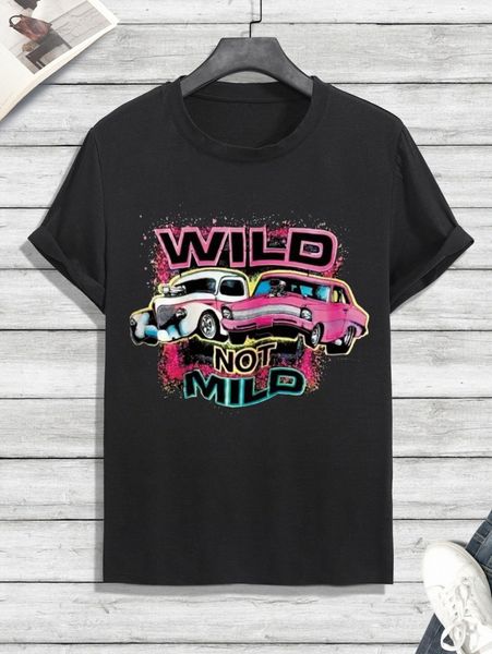 men car & letter graphic tee g299#, White;black
men car & letter graphic tee g299#, White;black