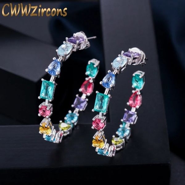 hoop huggie cwwzircons trendy american cubic zirconia crystal multicolored big hoop earrings circle round design women ear jewelry cz561 230, Golden;silver
hoop huggie cwwzircons trendy american cubic zirconia crystal multicolored big hoop earrings circle round design women ear jewelry cz561 230, Golden;silver
