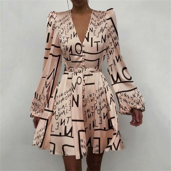 women v-neck silk satin dress women autumn button a-line mini dresses elegant print lantern sleeve party dress female 220601, Black;gray
women v-neck silk satin dress women autumn button a-line mini dresses elegant print lantern sleeve party dress female 220601, Black;gray