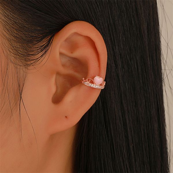 row diamond crown heart earring clip on back pink love u-shaped non piercing ear cuff europe women c-shaped copper no hole earrings cuff cli, Silver
row diamond crown heart earring clip on back pink love u-shaped non piercing ear cuff europe women c-shaped copper no hole earrings cuff cli, Silver