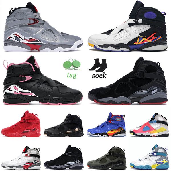 2022 mens basketball shoes 8s reflective bugs bunny valentines day aqua south beach 8 chrome 3peat playoff pinksicle trainer sports sneaker