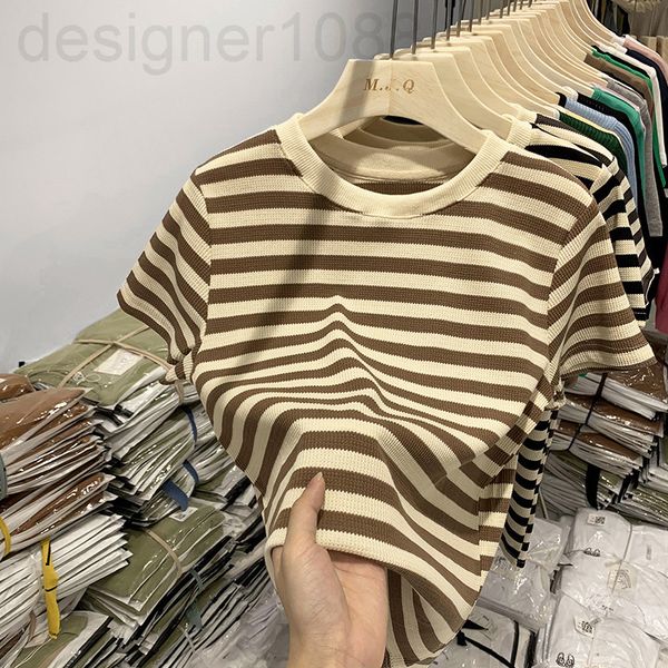 women's t-shirt designer european waffle stripe short sleeve t-shirt women's summer new thread round neck design sense of minority, White
women's t-shirt designer european waffle stripe short sleeve t-shirt women's summer new thread round neck design sense of minority, White