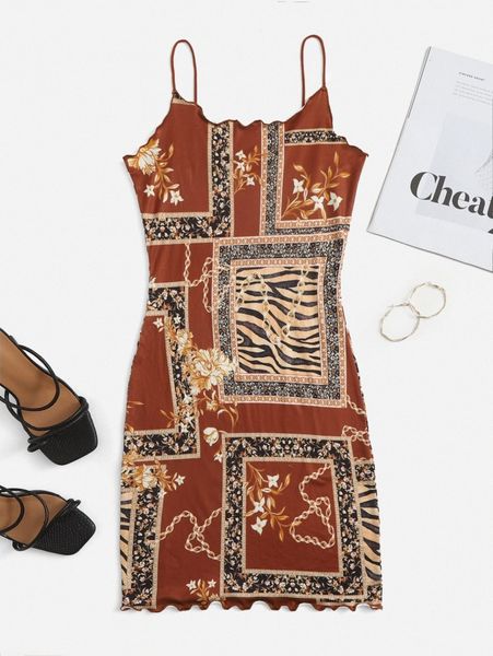 chain & zebra striped print dress h6yl#, Black;gray