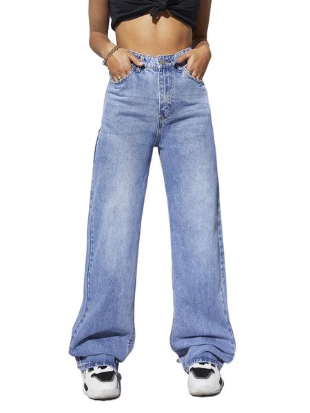 high waisted wide leg jeans v44n#, Blue
high waisted wide leg jeans v44n#, Blue