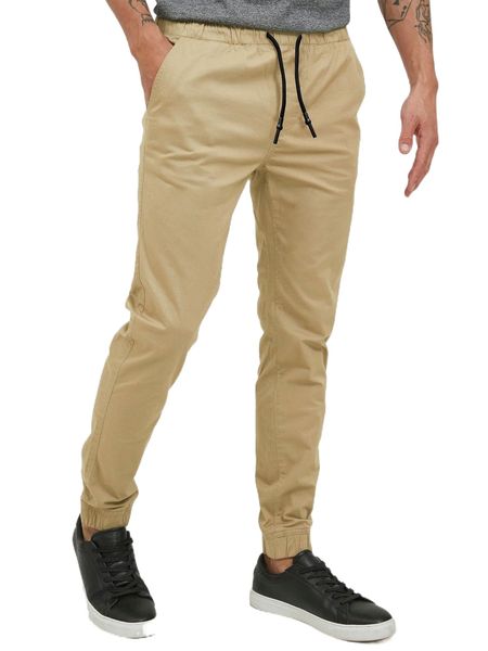 men drawstring waist tapered pants 29vm#, Black