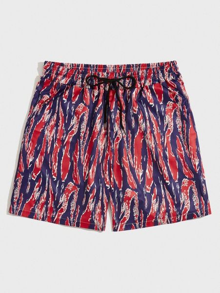 romwe guys allover print shorts w6oh#, White;black