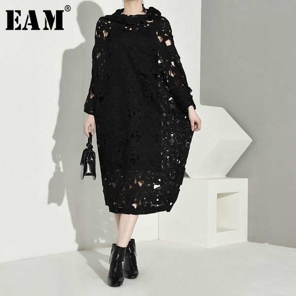eam women black lace hollow out big size dress round neck long sleeve loose fit fashion spring autumn q09101 y200102, White;black
eam women black lace hollow out big size dress round neck long sleeve loose fit fashion spring autumn q09101 y200102, White;black