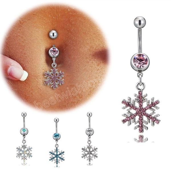 women snowflake navel ring stainless steel crystal belly button rings body piercing jewelry gift, Silver
women snowflake navel ring stainless steel crystal belly button rings body piercing jewelry gift, Silver