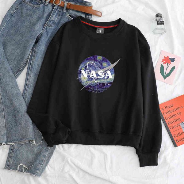 women's sweater design sense of minority new fashion brand in autumn loose round neck thin nasa print, Black
women's sweater design sense of minority new fashion brand in autumn loose round neck thin nasa print, Black