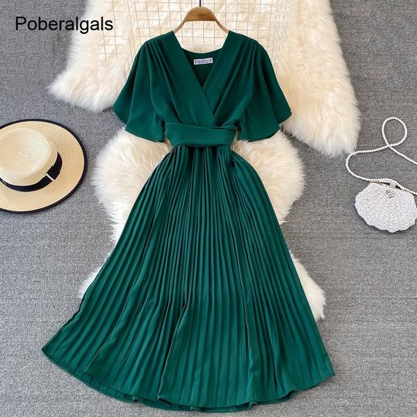 casual dresses elegant midi retro dress women's 2022 solid color v-neck lace-up waist slim pleated office lady vestidos de mujer, Black;gray
casual dresses elegant midi retro dress women's 2022 solid color v-neck lace-up waist slim pleated office lady vestidos de mujer, Black;gray