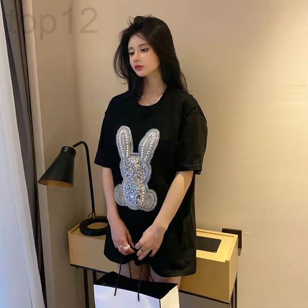 women's t-shirt designer 2022 spring and summer new heavy industry nail bead patch cartoon rabbit loose medium long pure cotton short s, White
women's t-shirt designer 2022 spring and summer new heavy industry nail bead patch cartoon rabbit loose medium long pure cotton short s, White