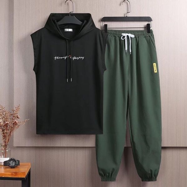 man tracksuits 2 piecs sweat suits mens solid sleeveless hooded vest sweatpants sets student sports fitness set men, Gray
man tracksuits 2 piecs sweat suits mens solid sleeveless hooded vest sweatpants sets student sports fitness set men, Gray