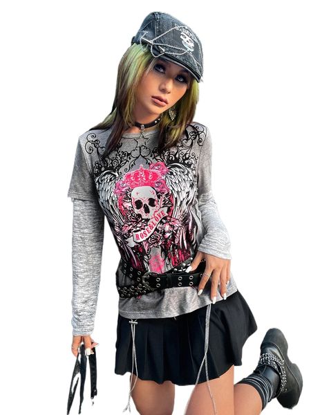 skull graphic 2 in 1 tee s0ib#, White
skull graphic 2 in 1 tee s0ib#, White