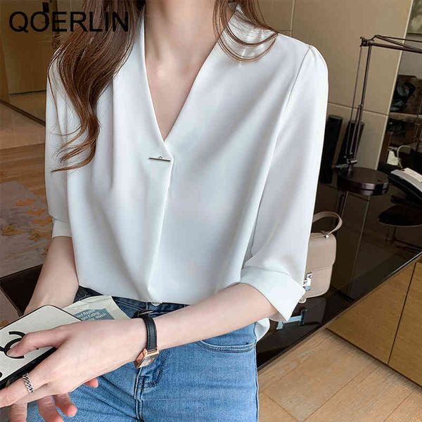 qoerlin formal vneck women white shirt half sleeve blue chiffon blouse summer plus size female shirt plus size s2xl 210412
qoerlin formal vneck women white shirt half sleeve blue chiffon blouse summer plus size female shirt plus size s2xl 210412