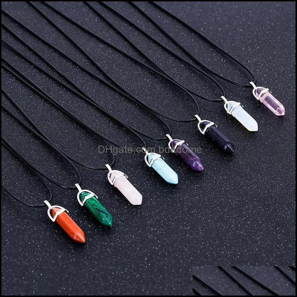 pendant necklaces pendants jewelry hexagonal column natural crystal stone leather chains neckla dhzk4, Silver
pendant necklaces pendants jewelry hexagonal column natural crystal stone leather chains neckla dhzk4, Silver