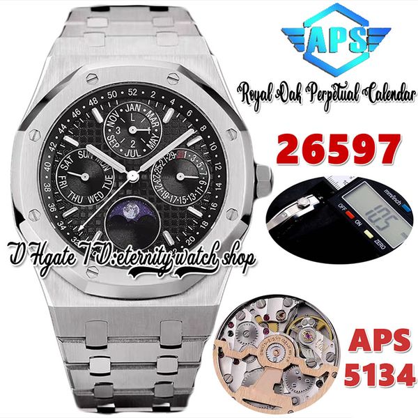 apsf aps26597 perpetual calendar cal.5134 aps5134 automatic mens watch 41mm superlumed black textured dial moon phase stainless steel bracel, Slivery;brown
apsf aps26597 perpetual calendar cal.5134 aps5134 automatic mens watch 41mm superlumed black textured dial moon phase stainless steel bracel, Slivery;brown