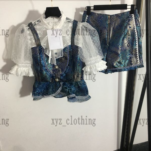 luxury female shirts sets womens two pieces dress sets embroidered pattern polka dot lace bubble short-sleeved half zipper high waist shorts, White
luxury female shirts sets womens two pieces dress sets embroidered pattern polka dot lace bubble short-sleeved half zipper high waist shorts, White